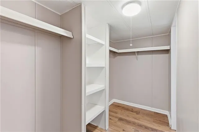 a view of an empty walk in closet