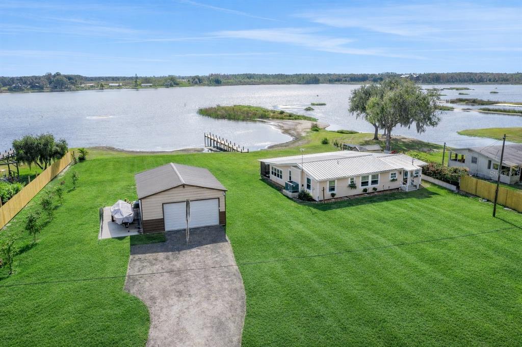 a aerial view of a house with garden