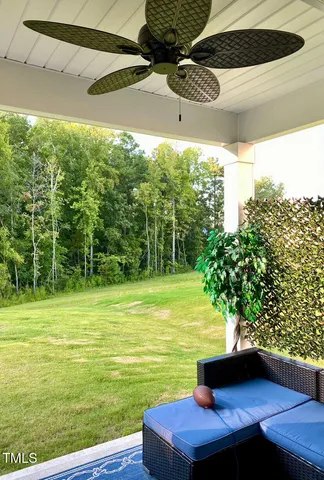 a view of a yard with a slide