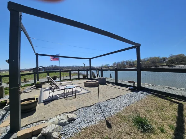 a view of a lake from a balcony