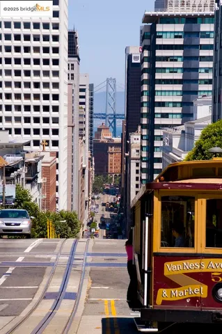 a view of a building with a street