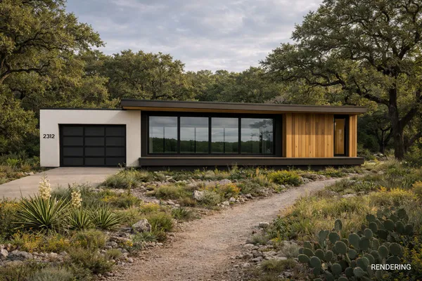 a house with trees in the background