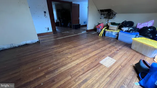 a view of a backyard with a garden and trees