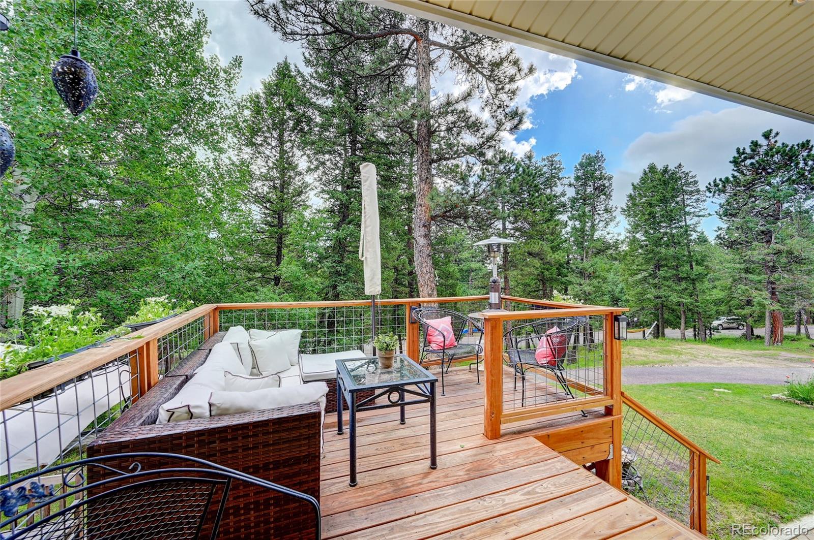 6549 Modoc Lane Evergreen, CO 80439 - Photo 31 of 39 a view of deck with furniture and trees