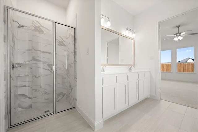 a bathroom with a shower