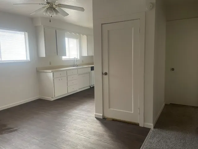 an empty room with windows