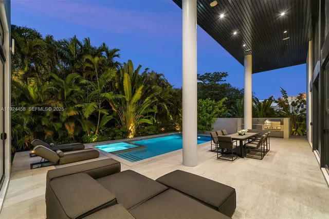 a outdoor view with a sitting space