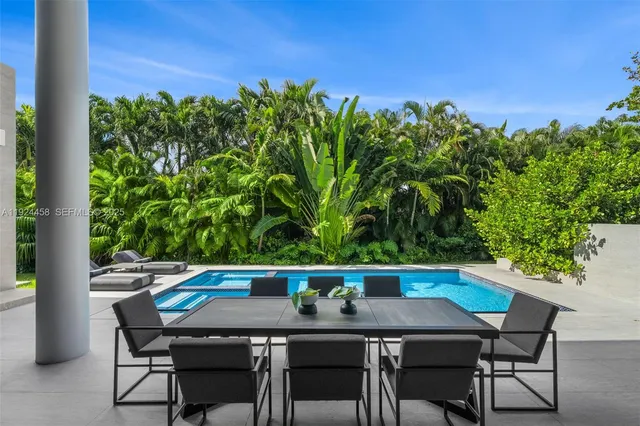 a view of outdoor space yard swimming pool and porch