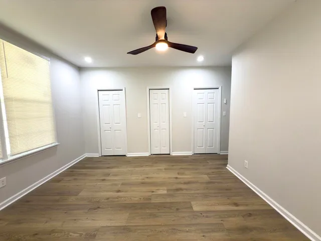 a view of kitchen and windows