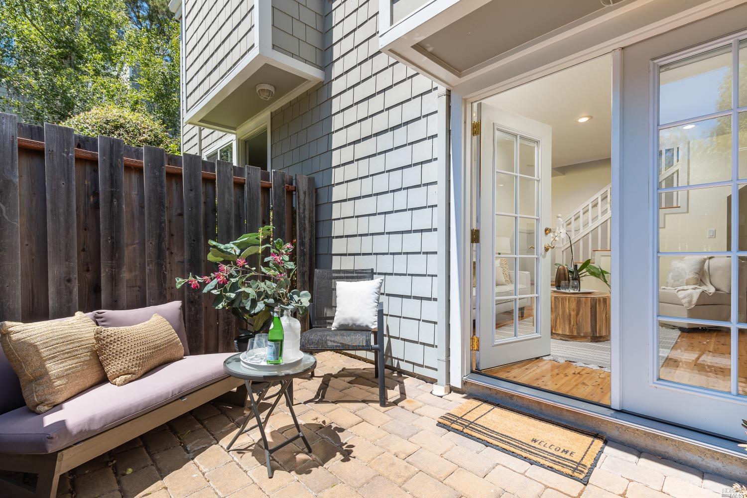 a outdoor space with patio furniture