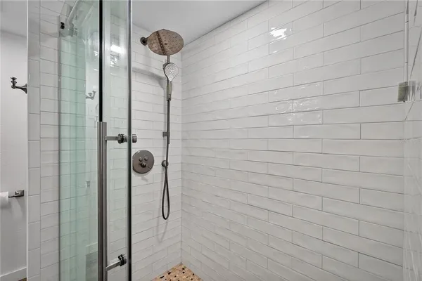 a bathroom with a shower