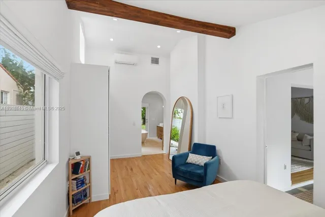 a view of room with hardwood floor