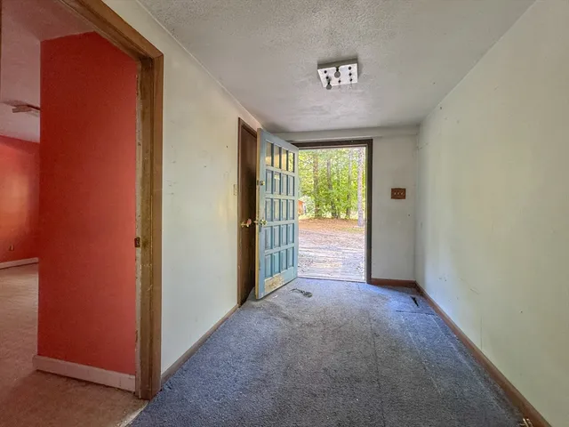 a view of hallway with a front door