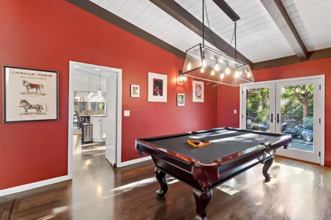 a bedroom with a bed and a closet