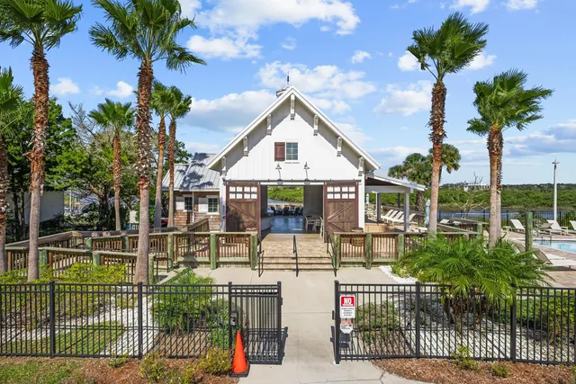 an aerial view of a house with outdoor space