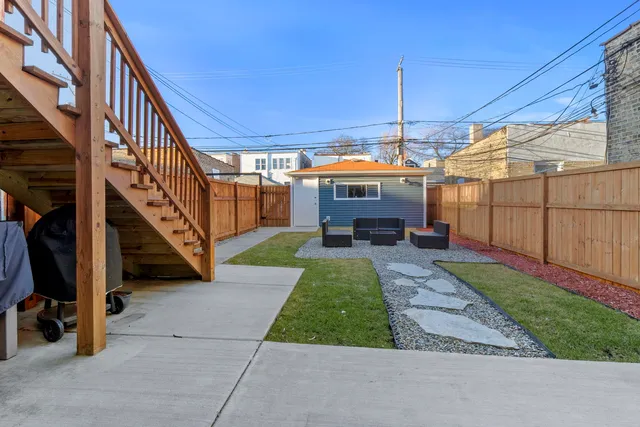 a view of yard from deck