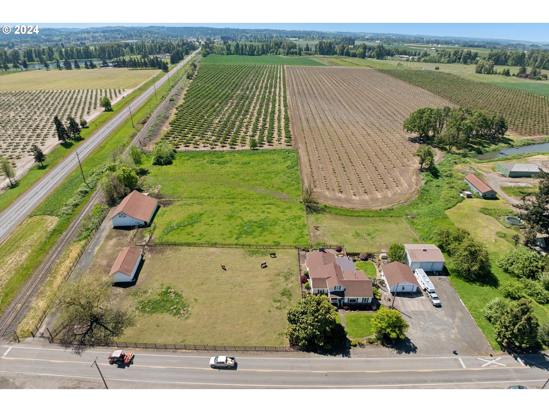 12996 Downs Road Northeast Mount Angel, OR 97362 - Photo 12 of 35 an aerial view of a house with outdoor space and lake view