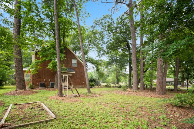 a view of a yard with a tree