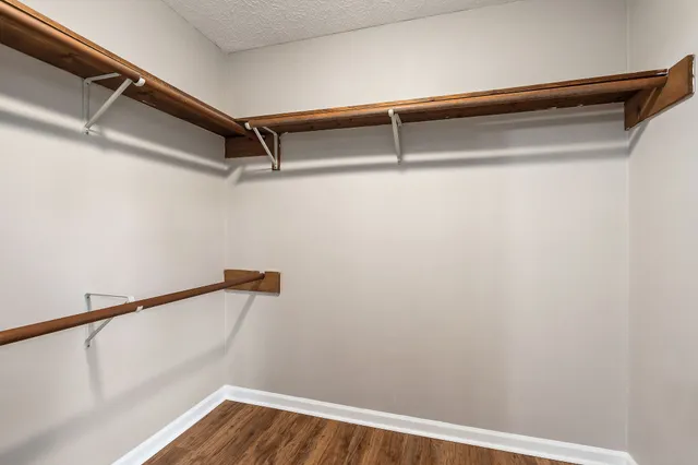 a view of small space with racks on the wall