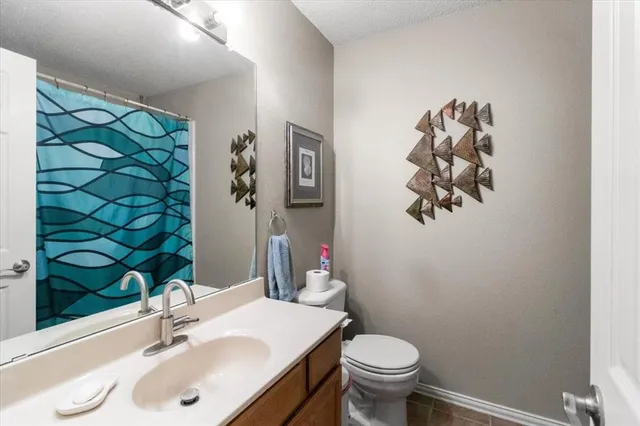 front view of a house with an outdoor seating