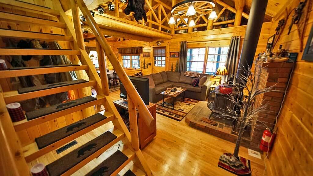 803 Chadwick Pt Road Weston, ME 04424 - Photo 29 of 116 log-lake-home-stairway