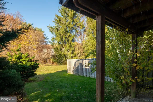 a view of yard from a porch