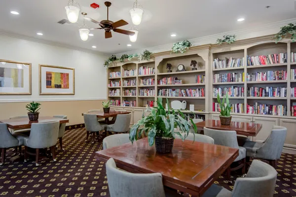 a dining room with furniture