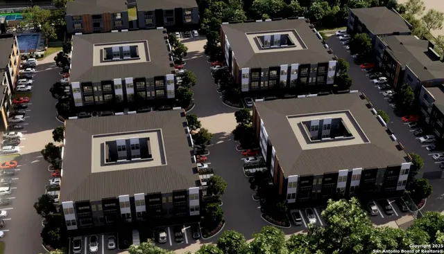 an aerial view of a house