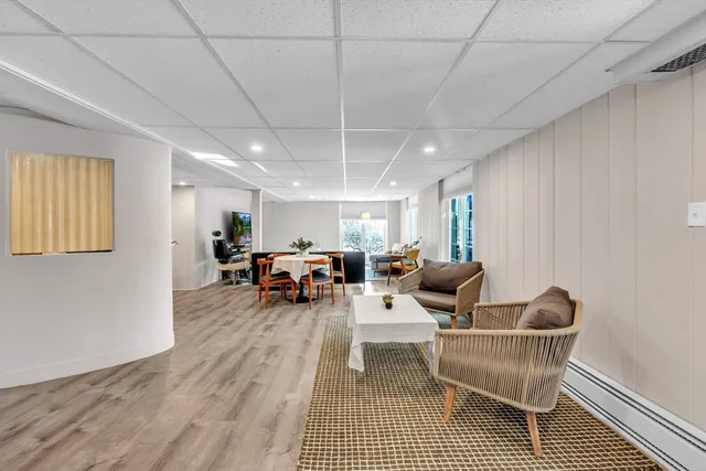 a living room with furniture