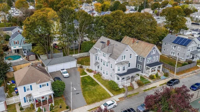 an aerial view of a house