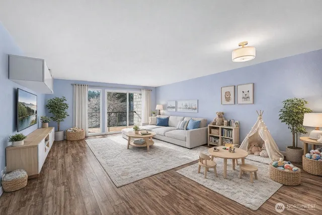 a living room with furniture and a couch