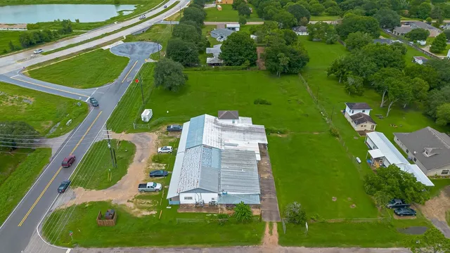 an aerial view of a house