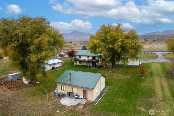 an aerial view of a house