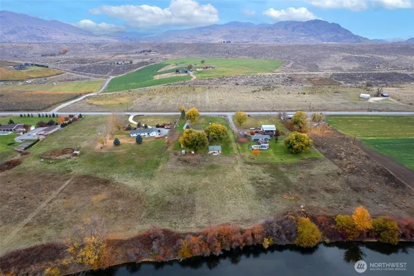 a view of a lake with a mountain in the background