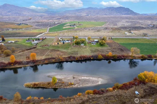 a view of a lake with a mountain in the background