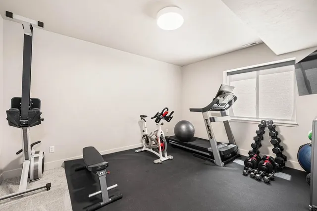 a room with gym equipment