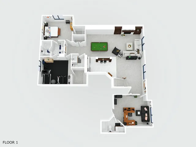 a view of living room with furniture and white floor