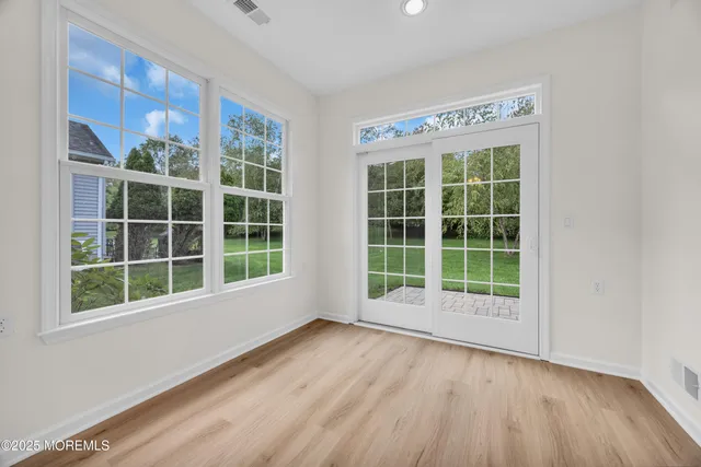 a view of a room with racks on the wall