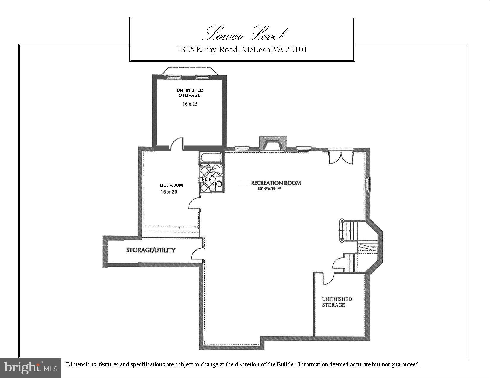 1325 Kirby Road McLean, VA 22101 - Photo 30 of 30 Lower Level Floor Plan