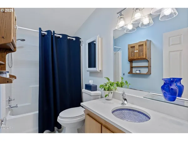 a bathroom with a sink vanity and a mirror
