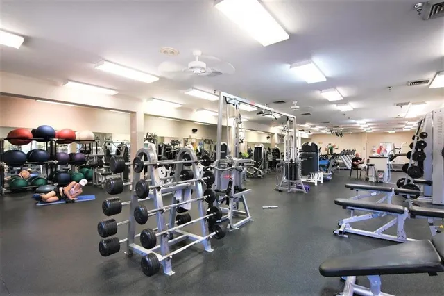 a view of a room with gym equipment