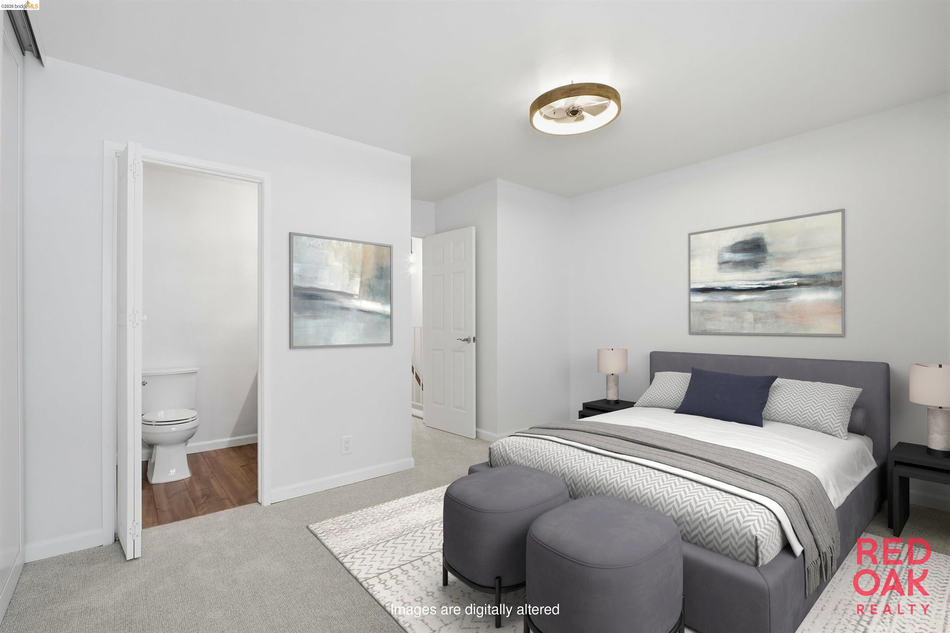 18018 Sahara Road Hayward, CA 94541 - Photo 9 of 20 Bedroom with light carpet and ensuite bathroom