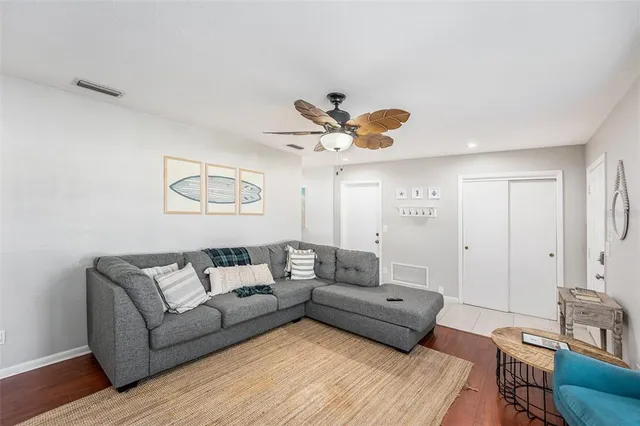 a living room with furniture