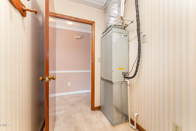 a view of a room with a window