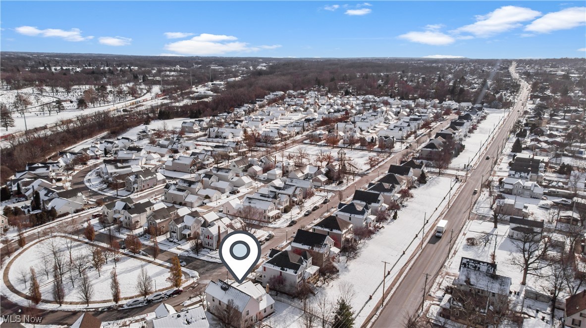 4364 Sexton Road Cleveland, OH 44105 - Photo 41 of 50 Snowy aerial view featuring a residential view