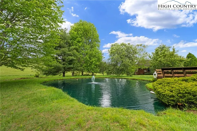 a view of a lake from a yard