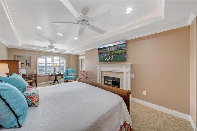 a bed room with a bed and a fireplace