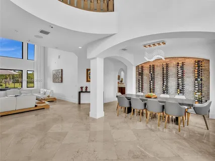 a workspace with furniture and window