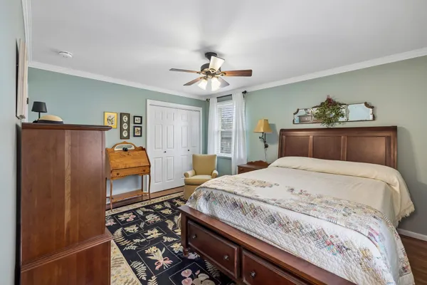 an aerial view of a house with swimming pool