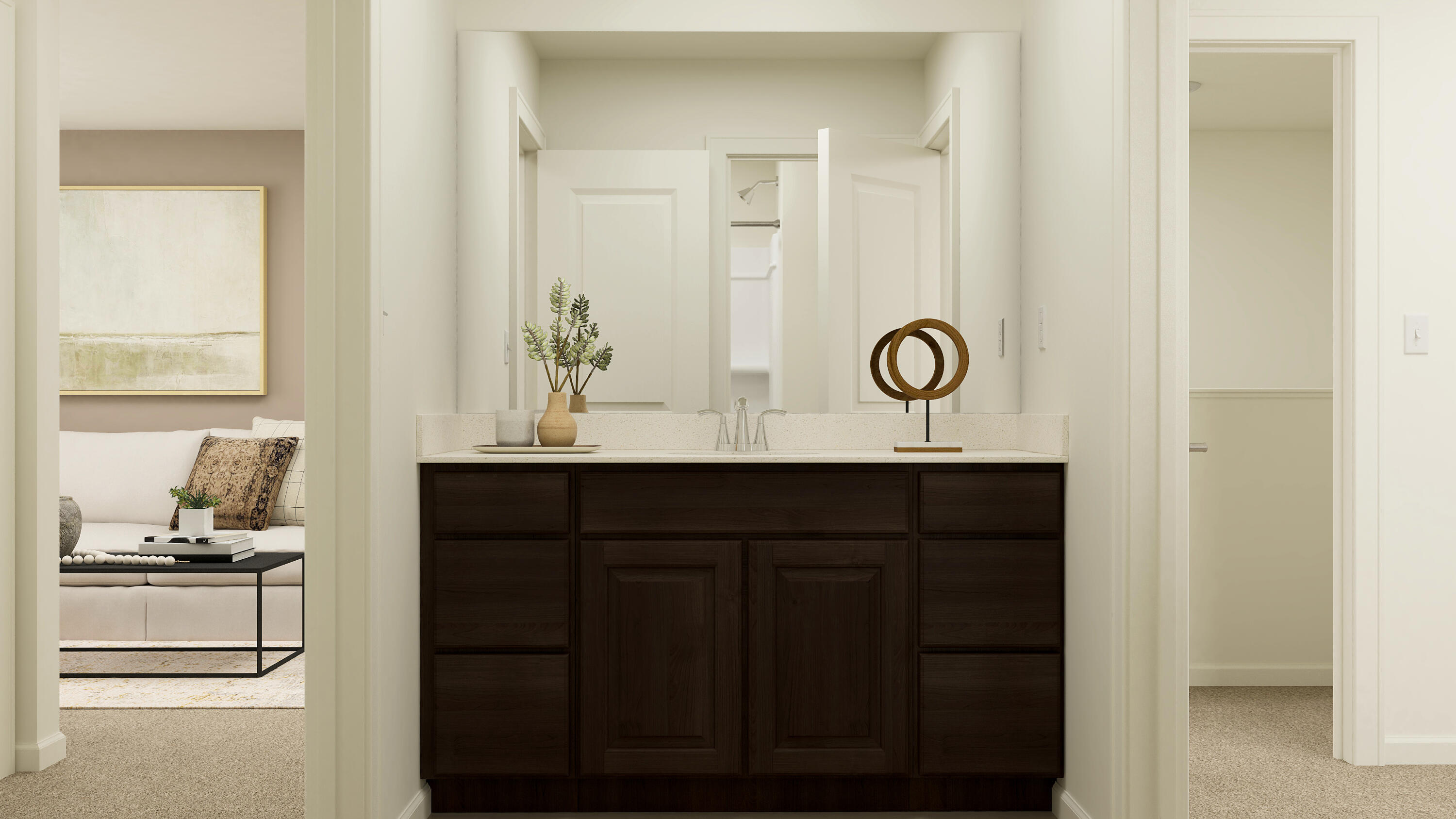 5970 East 112th Place Winfield, IN 46307 - Photo 37 of 57 a bathroom with a sink and a mirror
